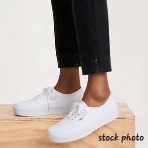 VANS Unisex Authentic Platform 2.0 Lace-up Sneakers White Canvas 721356   Sz 5.5